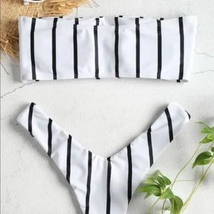 Strapless high leg bikini set